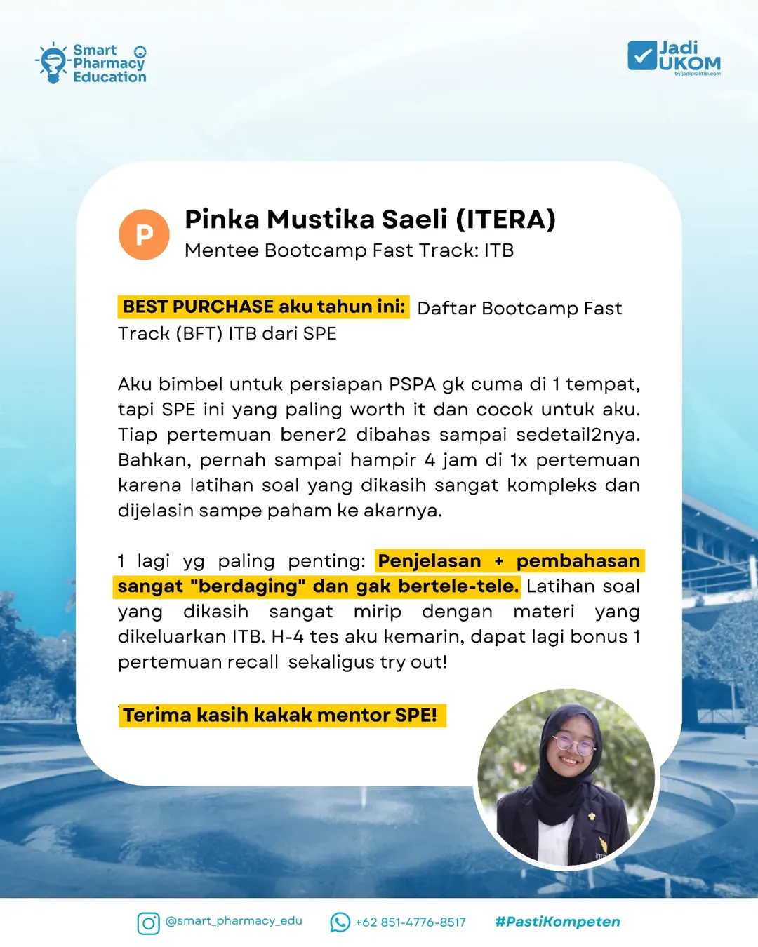 Selamat Pinka dan Ummi udah diterima di kampus impian 🥳🙌Semoga kuliah apotekernya lancar yaah (1)