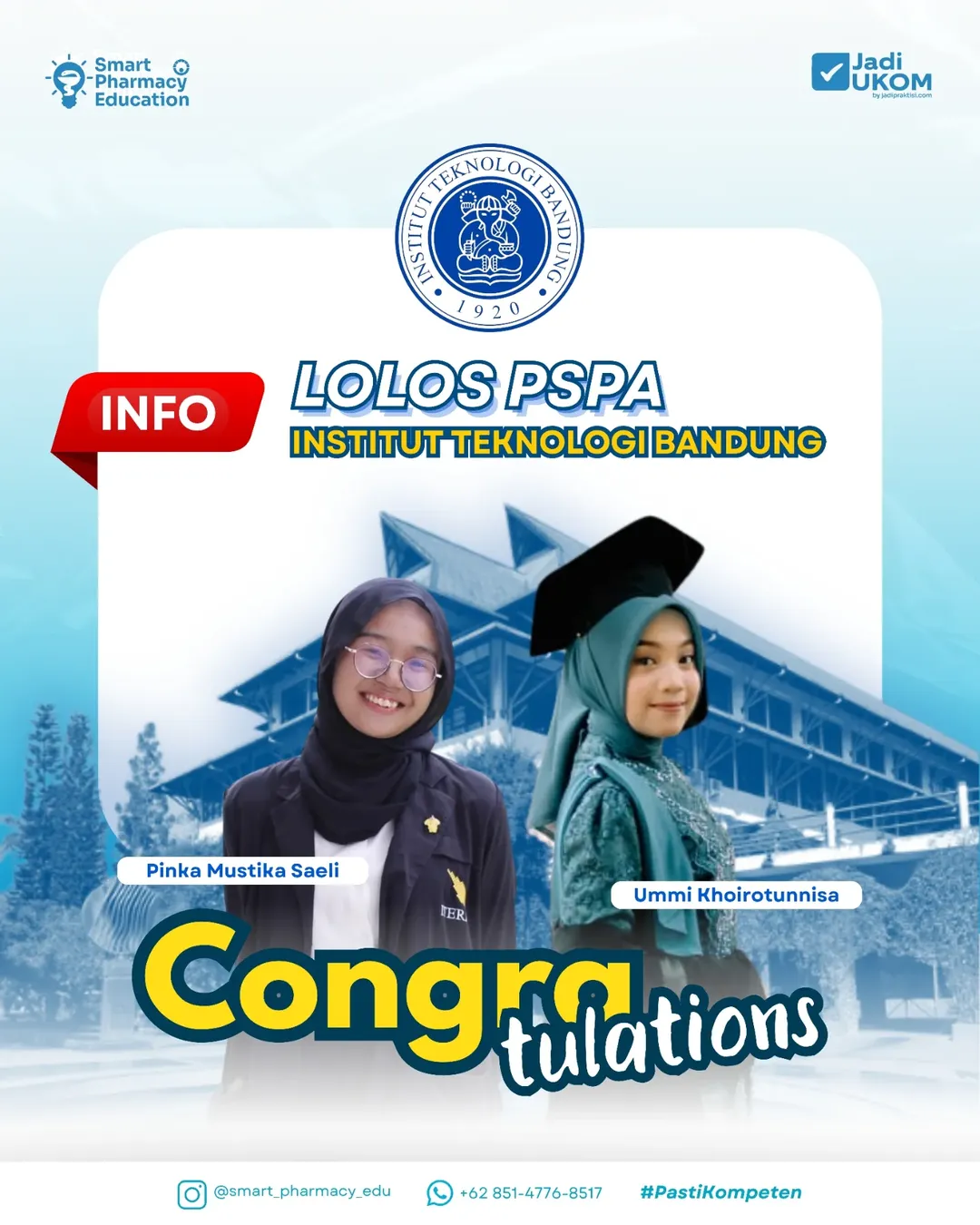 Selamat Pinka dan Ummi udah diterima di kampus impian 🥳🙌Semoga kuliah apotekernya lancar yaah